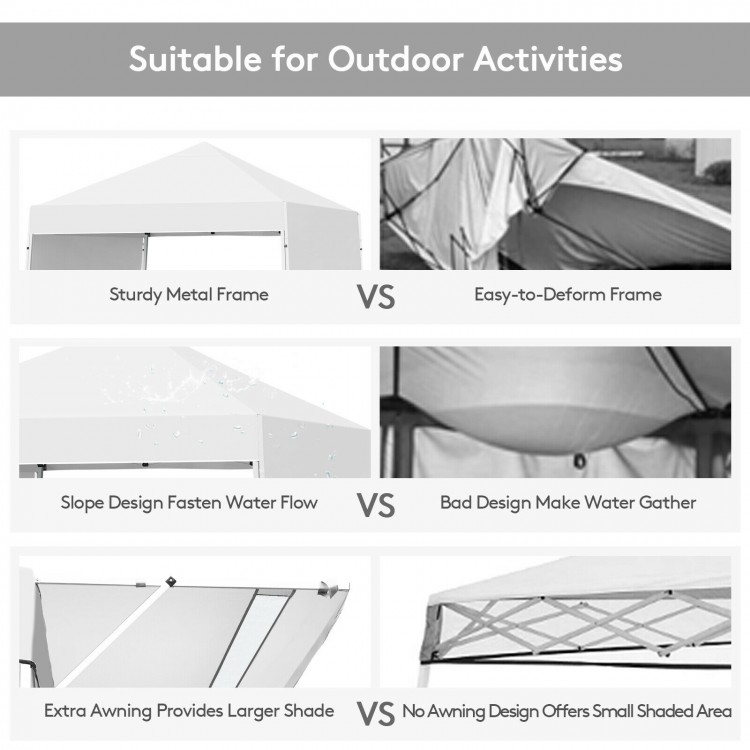 Foldable 17x10 feet pop-up canopy with sturdy metal frame and adjustable heights, perfect for outdoor activities and.