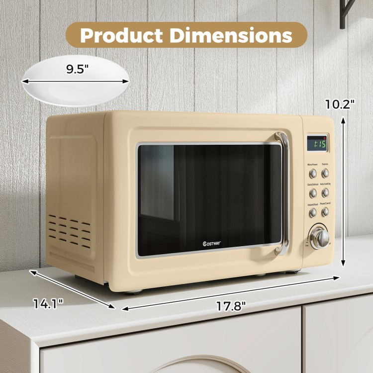 Cream white 700W retro countertop microwave oven dimensions, featuring a compact design for small spaces and easy.