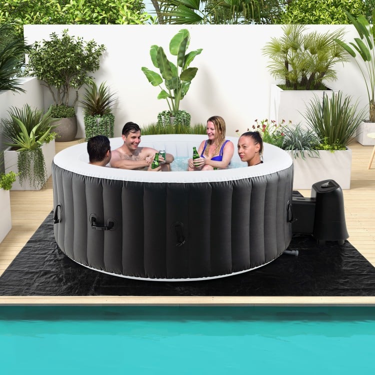 Inflatable round SPA pool with 110/130 air jets, featuring a durable PVC design, perfect for outdoor relaxation.