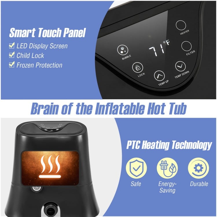 Smart touch panel of the 70/80 inches round SPA pool with LED display, featuring PTC heating technology for.