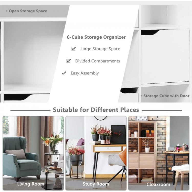 9-cube storage organizer in white, made of chipboard, perfect for living room, study, or office use.