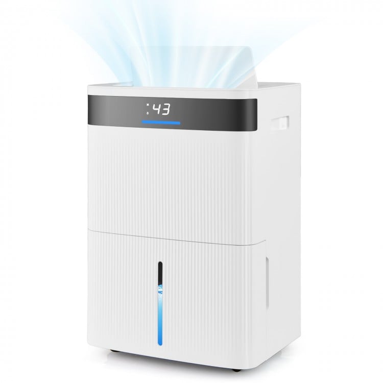74 Pints dehumidifier in white with digital display, 3 modes, and large water tank for home use up to 4500 sq.ft.