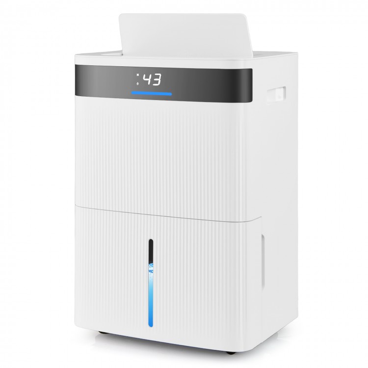 74 pints dehumidifier in white with smart touch control, large water tank, and 3 modes for home use up to 4500 sq.ft.