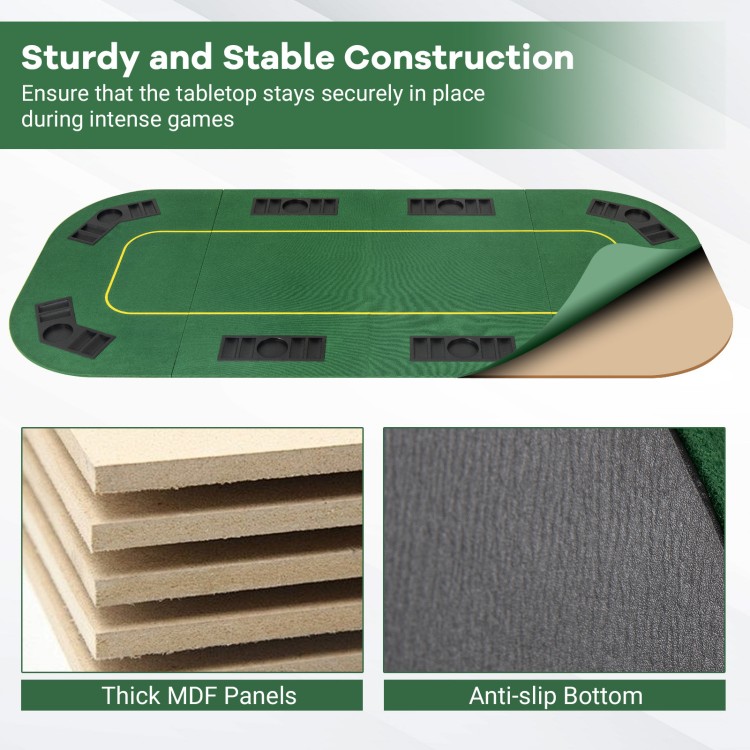Close-up of the anti-slip bottom of the 79" foldable poker table top, ensuring stability during intense games.