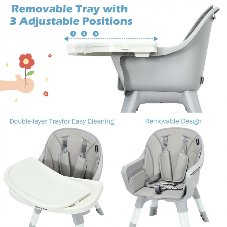 6-in-1 Baby High Chair Infant Activity Center with Height Adjustment-GrayCostway Gallery View 5 of 12
