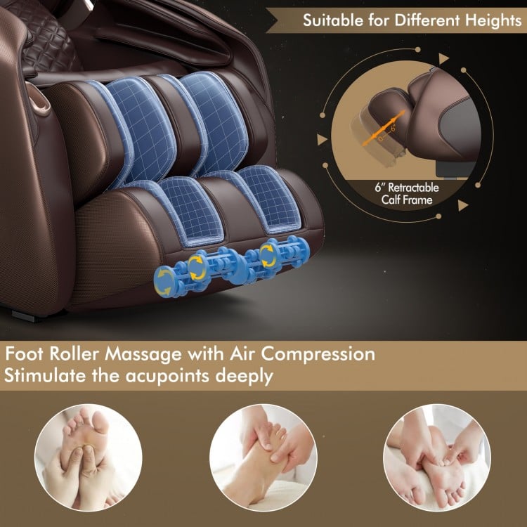 Foot roller massage detail of the Relaxe Zero Gravity Shiatsu Massage Chair with air compression for deep acupoint.