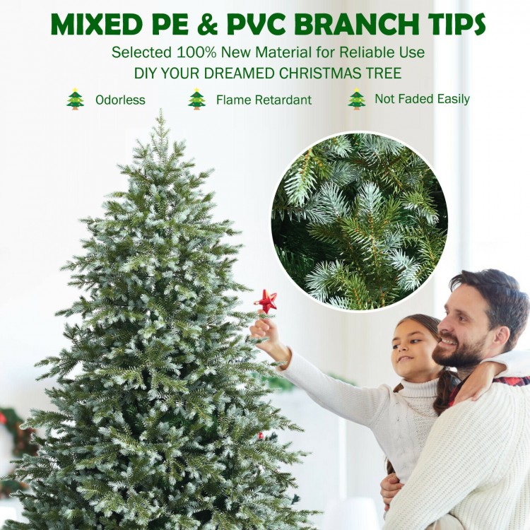 7 feet artificial Christmas tree showcasing mixed PE and PVC branch tips for a lifelike appearance and easy assembly.