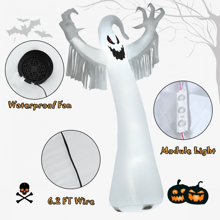 12 feet Halloween inflatable spooky ghost with LED lights and waterproof fan for outdoor decoration.