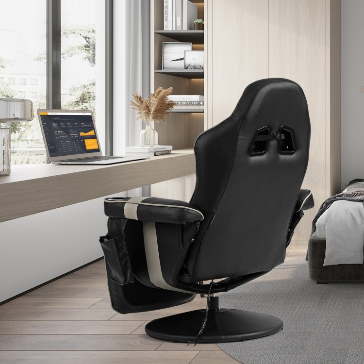 Ergonomic high back massage gaming chair in gray with adjustable features and swivel base, perfect for gaming or work.
