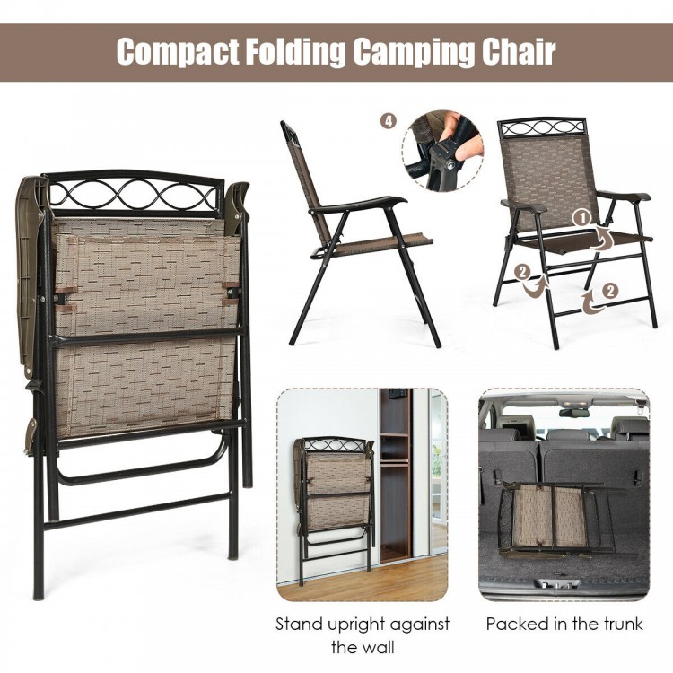 Compact folding camping chair with breathable fabric and heavy-duty steel frame, ideal for outdoor activities and easy.