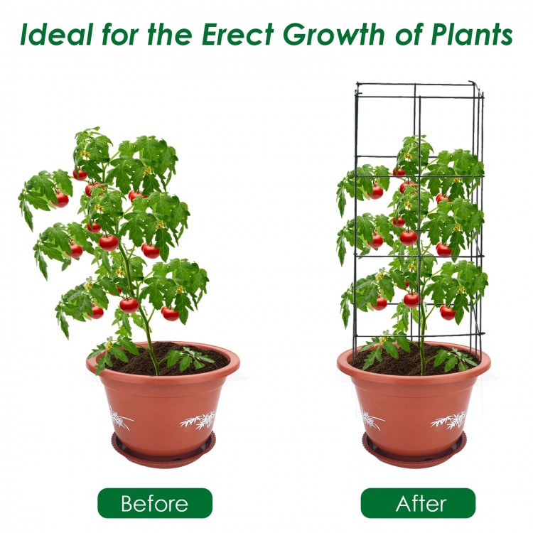 4 Pack garden trellis for climbing plants, featuring a stable iron frame and elegant dark green design for vertical.