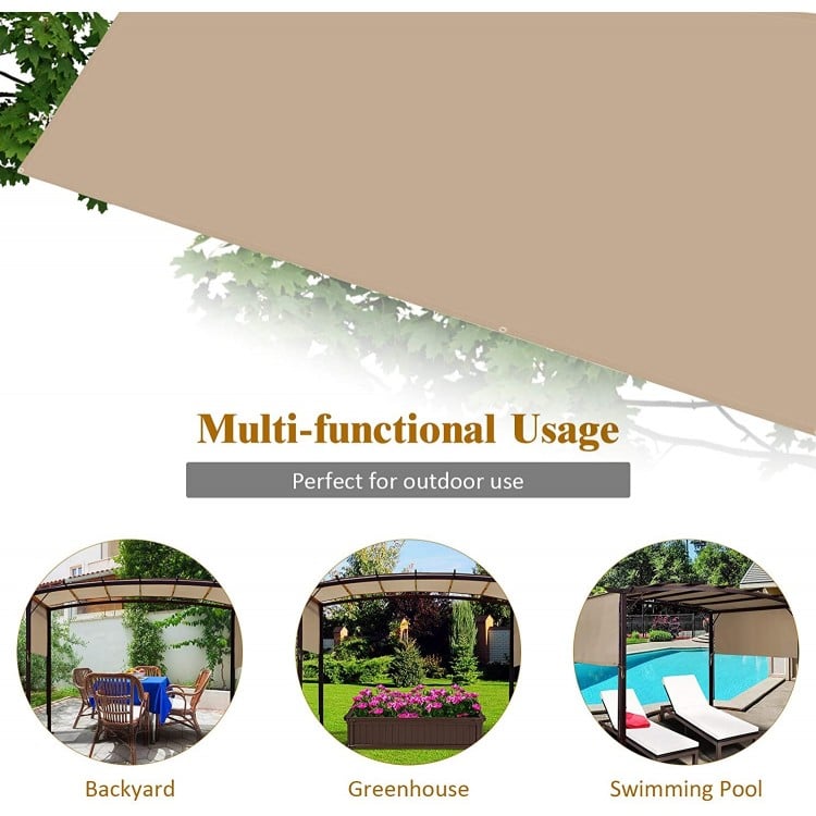 Replacement canopy cover for pergola, 6.7 x 17 feet, waterproof and UV-coated for outdoor shade and protection.