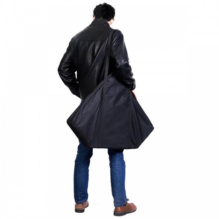 Foldable 48-inch octagon poker table top for 8 players, shown in a black carrying bag with straps for easy transport.