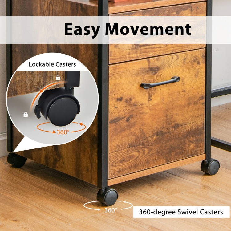 Close-up of the 2-drawer mobile file cabinet's lockable 360-degree swivel casters for easy movement and stability.