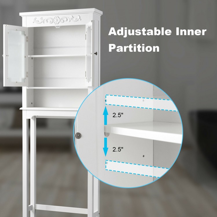 Adjustable inner partition of the Bathroom Space Saver Toilet Rack, showcasing 2.5" height adjustments for versatile.