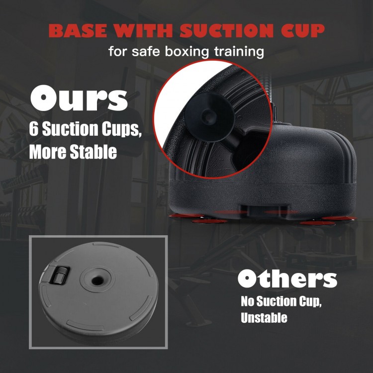 Close-up of the stable base with 6 suction cups for the adjustable freestanding punching bag, ideal for safe training.