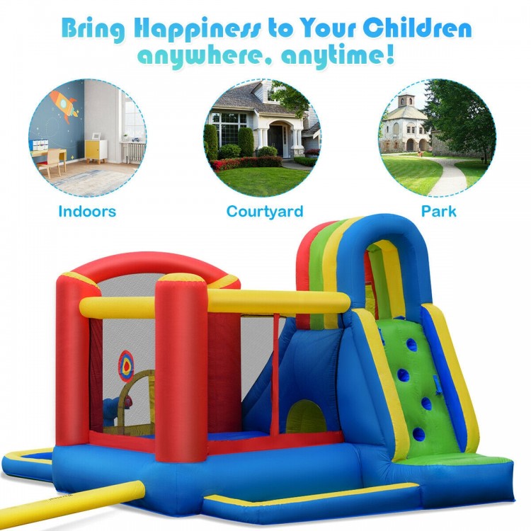 Inflatable kid bounce house castle with water slide, made of puncture-resistant 420D oxford fabric, for indoor and.
