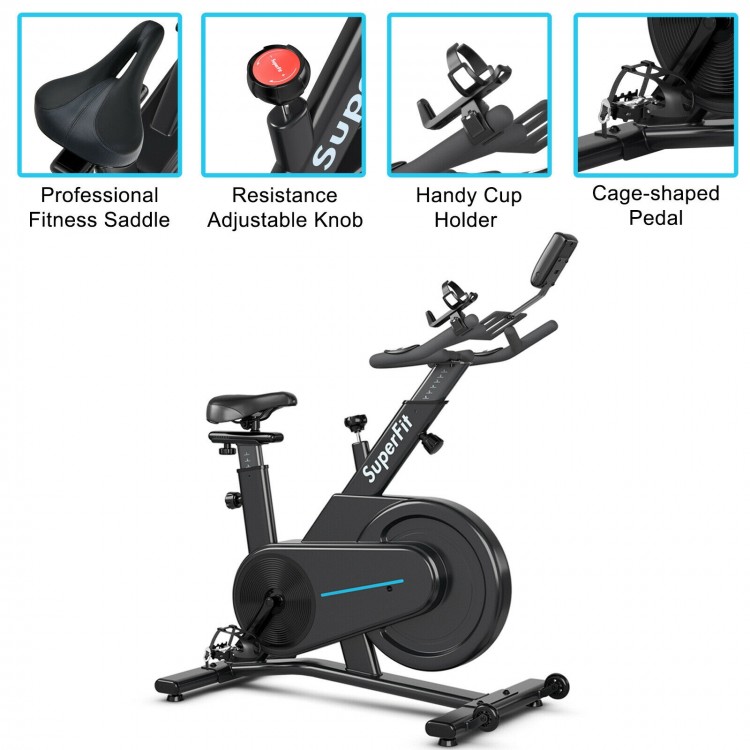 Magnetic Exercise Bike with Adjustable Seat and Handle - Costway