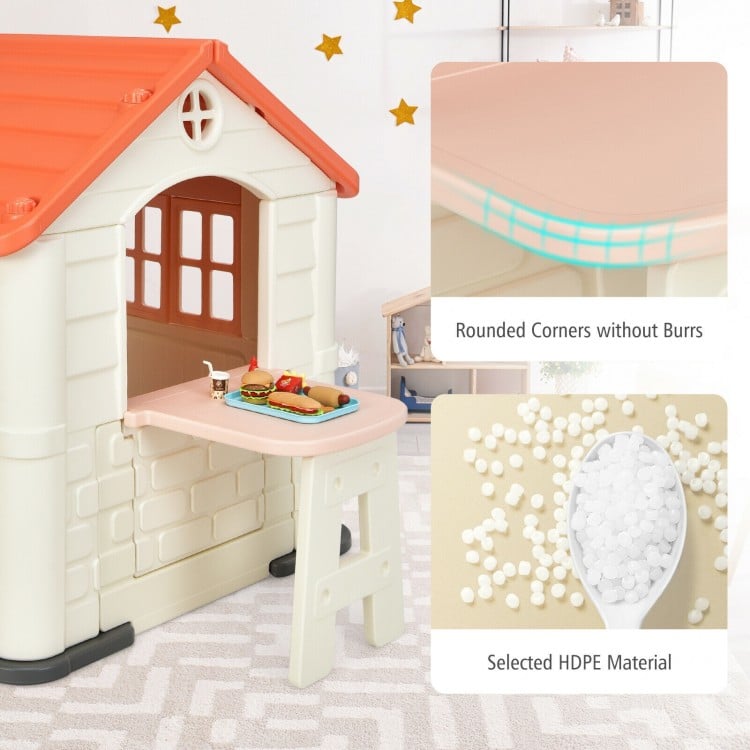 Kid’s playhouse with rounded corners, made of durable HDPE material, designed for indoor and outdoor play.