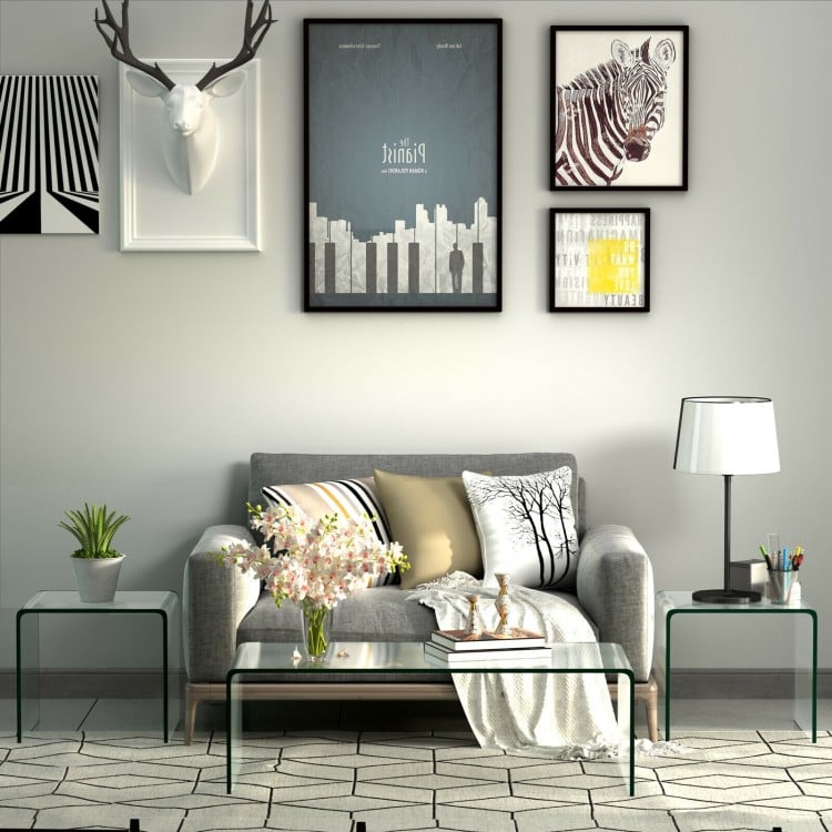 Tempered glass waterfall end table with non-slip pads, minimalist design, ideal for living room or office use.