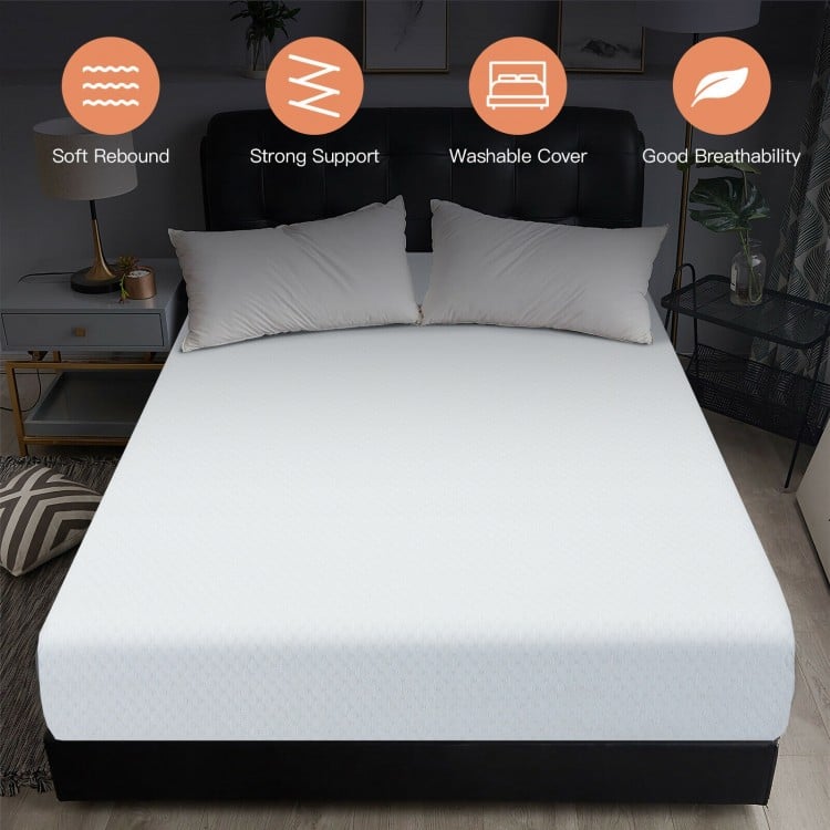 Twin size 8-inch foam mattress with jacquard cover, featuring breathable surface and removable washable cover for easy.
