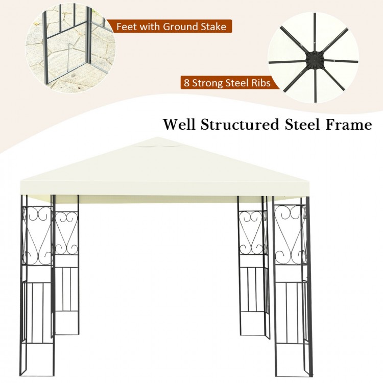 10 x 10 feet patio gazebo canopy tent with a solid steel frame and decorative patterns, perfect for outdoor gatherings.