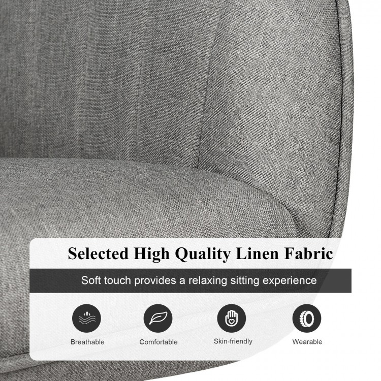 Curved back detail of the Fabric Swivel Accent Chair with breathable linen, offering comfort and elegance for any space.