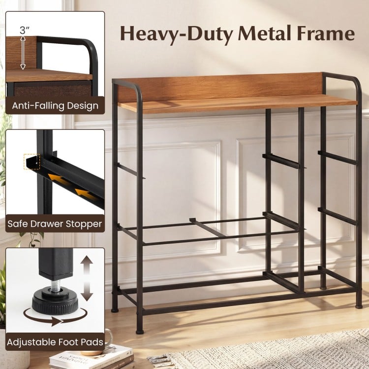 7-drawer tower dresser with a heavy-duty steel frame and wooden top, ideal for bedroom storage and organization.
