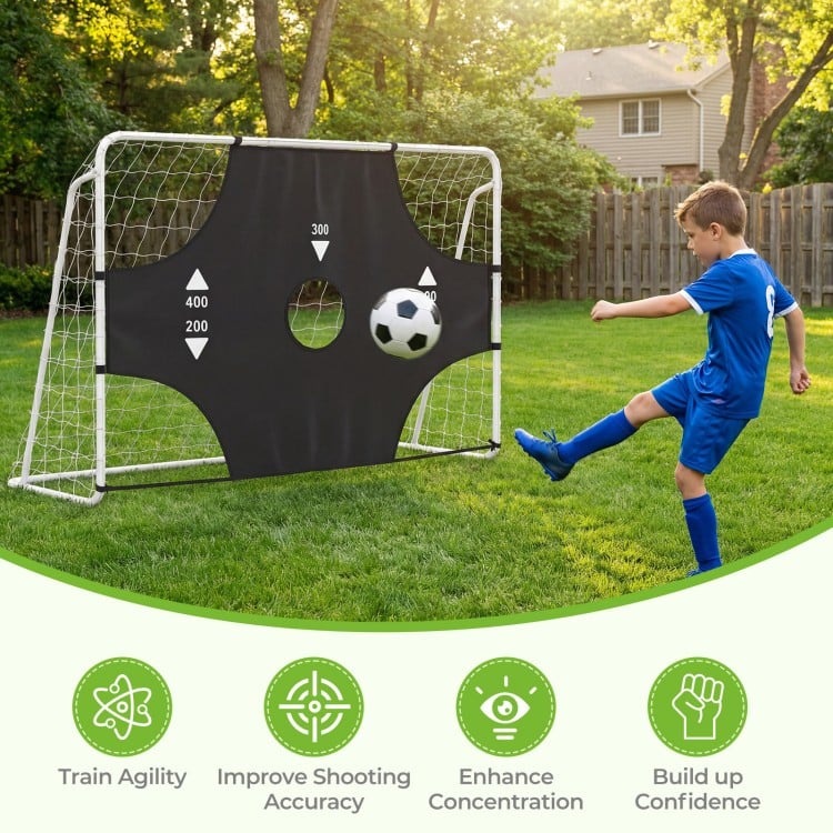 7 ft x 5 ft soccer goal with removable target cloth, perfect for backyard training and improving shooting accuracy.