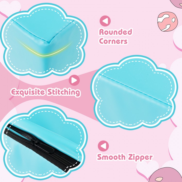 Detail of the 7-in-1 Pikler Triangle Set showing rounded corners, exquisite stitching, and a smooth zipper for safety.