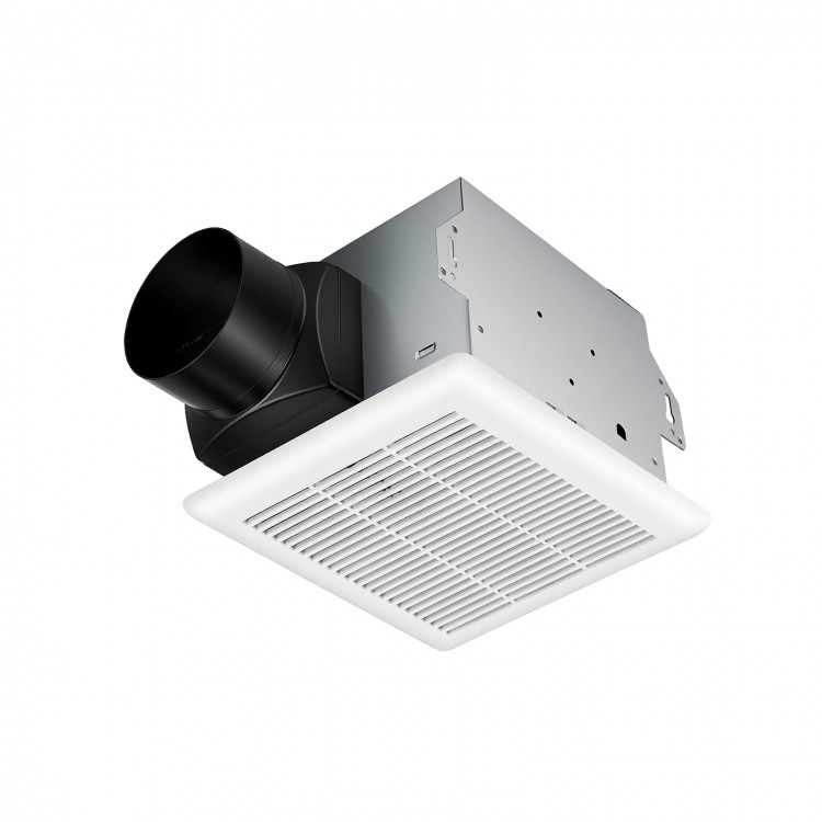80 CFM bathroom exhaust fan with metal housing, designed for efficient ventilation in spaces up to 90 sq. ft.