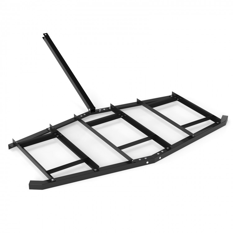 84-inch wide driveway drag tow behind landscape leveling rake in black, made from reinforced powder-coated metal for.