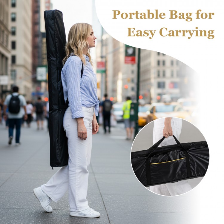 Portable bag for 88-key electric piano keyboard, designed for easy carrying and storage in black.