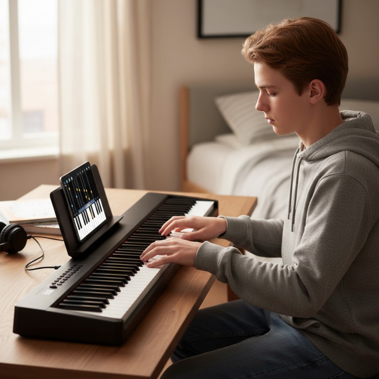 88 keys velocity-sensitive piano keyboard in black, featuring dual keyboard function and French DREAM audio source for.