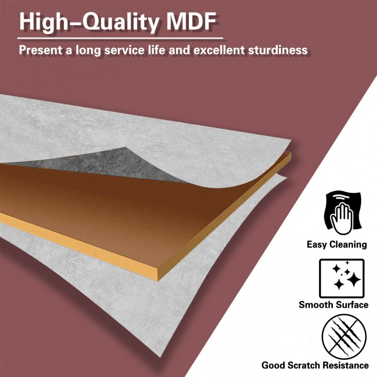 Close-up of high-quality MDF surface showcasing scratch resistance and easy cleaning for the gray faux marble coffee.
