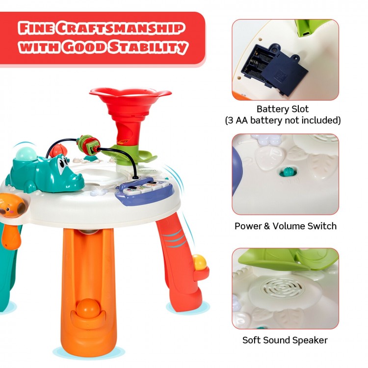 Multicolored Mind-Developing Explore Activity Center Table for kids, featuring 9 activities and 16 songs for.