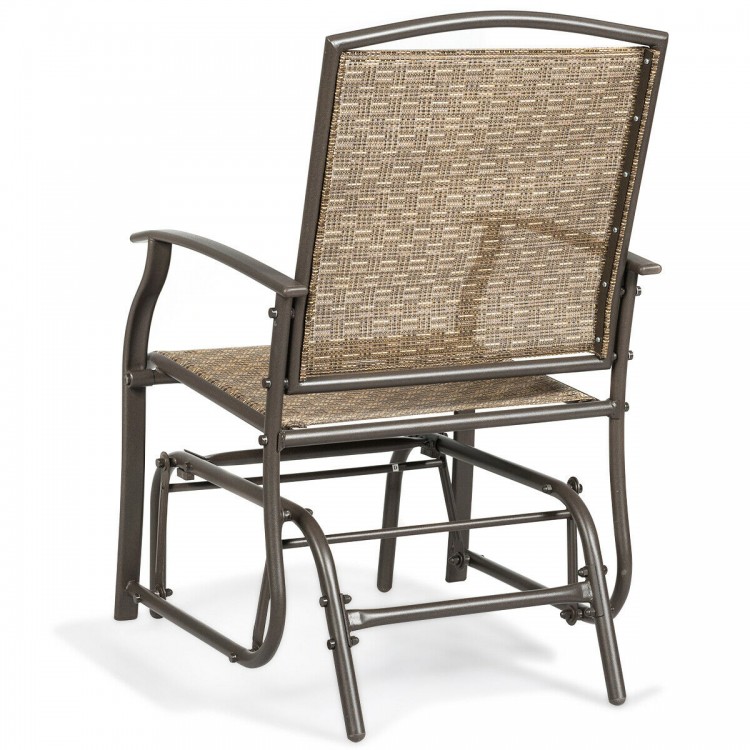 Back view of the Steel Frame Garden Swing Glider Chair showcasing its sturdy construction and comfortable sloping.