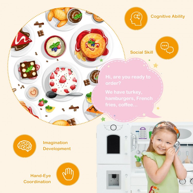Colorful kitchen pretend play cookware set for kids, featuring a water dispenser and durable, safe materials for.