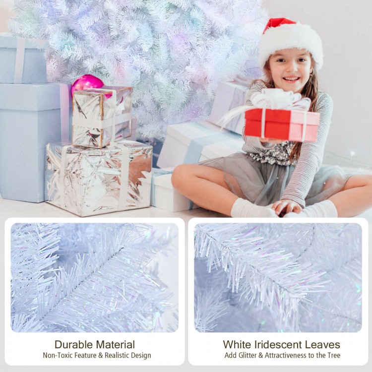 6 feet artificial Christmas tree with iridescent branch tips, featuring a lush appearance and durable PVC material for.