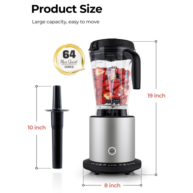 High power 1500W blender with 64oz pitcher, 10 speeds, and BPA-free material for versatile kitchen use.