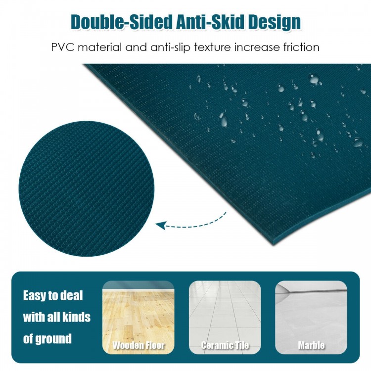 Navy workout yoga mat featuring a double-sided anti-skid design, made of durable PVC for safety on various surfaces.