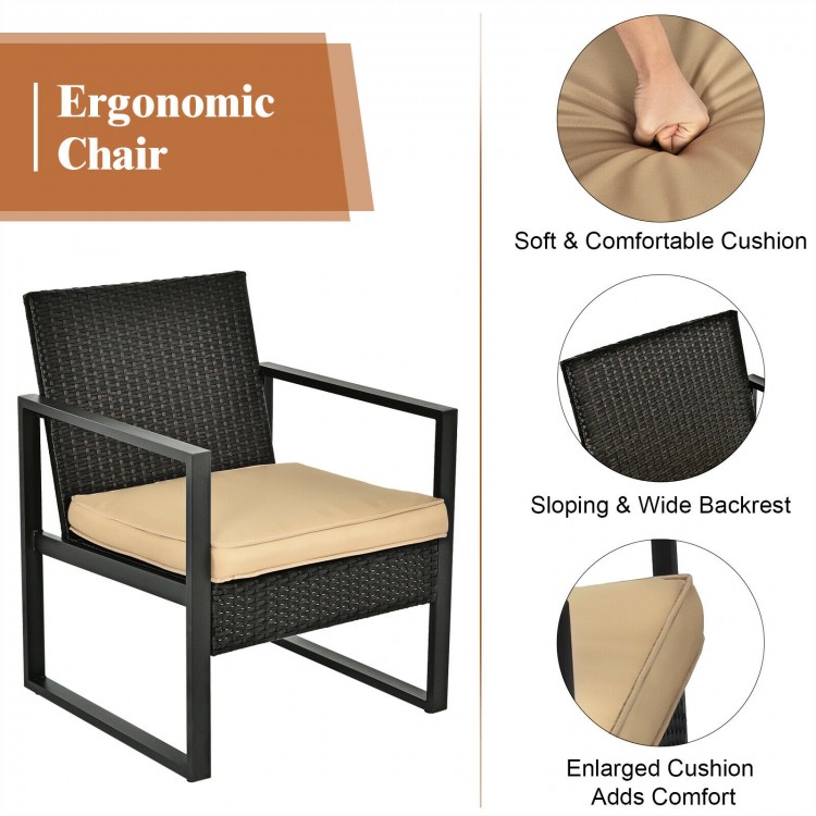 Single ergonomic chair with soft cushion and sturdy steel frame, perfect for outdoor patio or garden use.