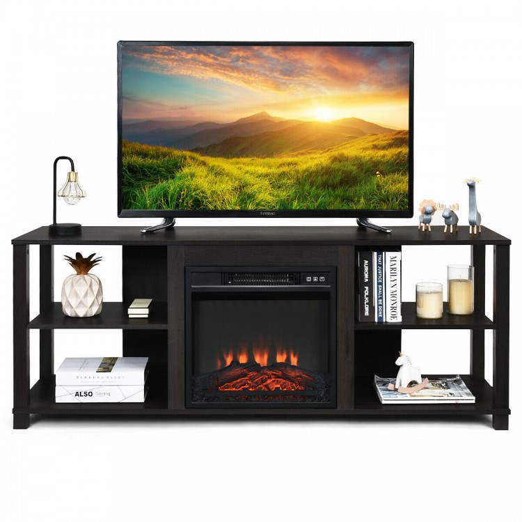 2-Tier TV storage cabinet console with adjustable shelves, MDF material, fits up to 65-inch TV, ideal for living room.