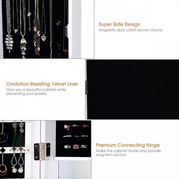 Close-up of the oxidation resisting velvet liner in a wall-mounted jewelry cabinet, designed for organized storage.