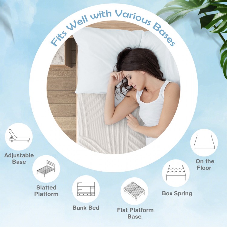 Gel memory foam mattress designed for adjustable beds, featuring breathable, pressure-relieving foam for enhanced.