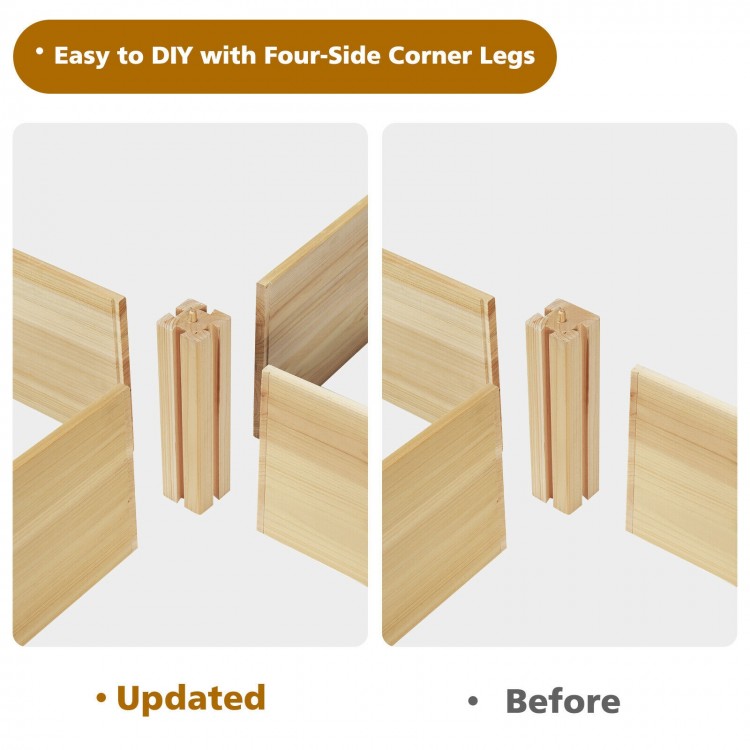U-shaped wooden garden raised bed with five planter boxes, made of durable natural fir wood, ideal for backyard.