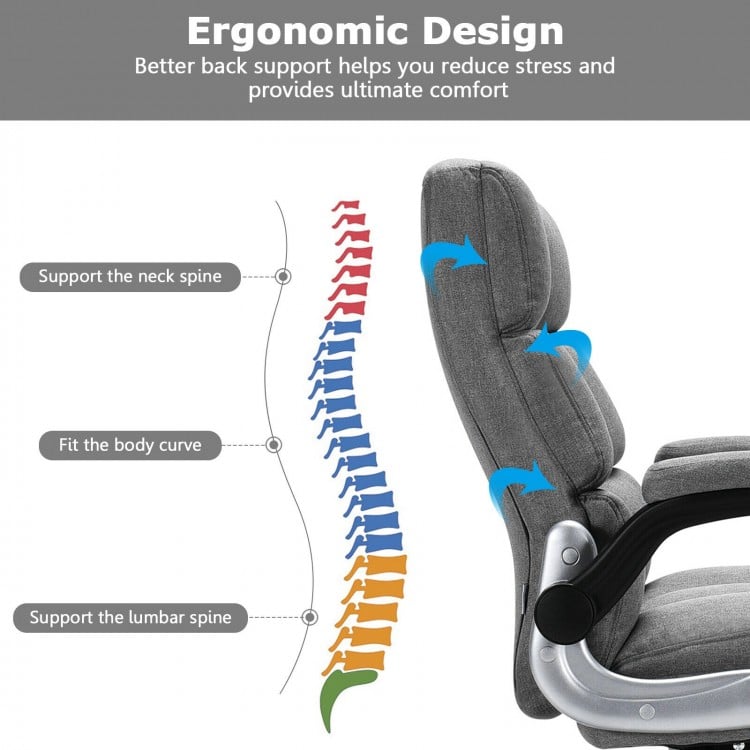 Adjustable swivel office chair in gray with ergonomic backrest, flip-up armrests, and high-density sponge for ultimate.