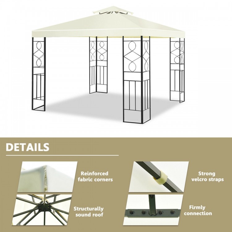 Detail of the 10 x 10 feet patio gazebo canopy tent showcasing reinforced fabric corners and strong velcro straps for.