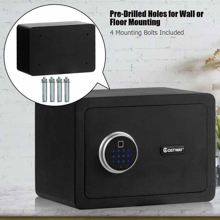 2-layer security safe deposit box with fingerprint access, LED light, and solid steel construction for protecting.