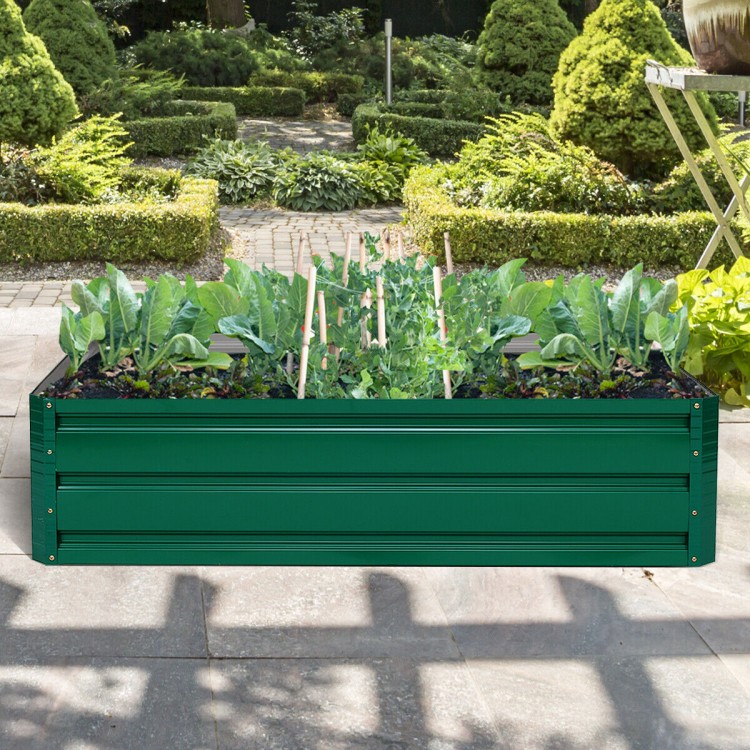 40-inch x 32-inch green metal raised garden bed with vegetables, perfect for backyard planting and easy maintenance.
